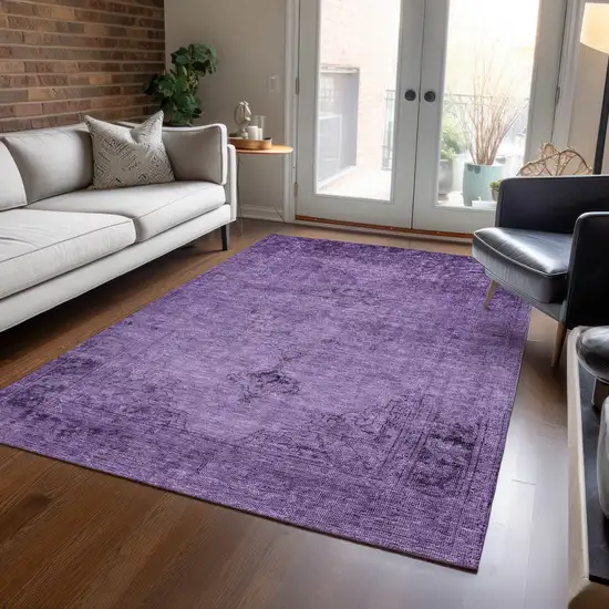 Purple Eggplant And Lavender Oriental Washable Indoor Outdoor Area Rug Photo 8