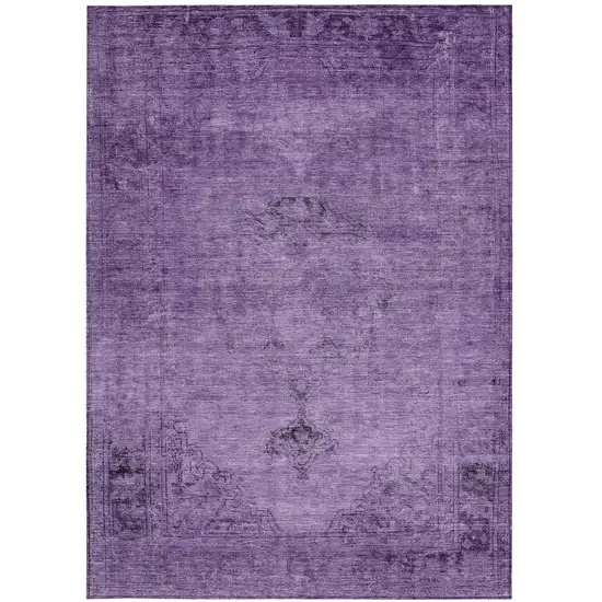 Purple Eggplant And Lavender Oriental Washable Indoor Outdoor Area Rug Photo 6