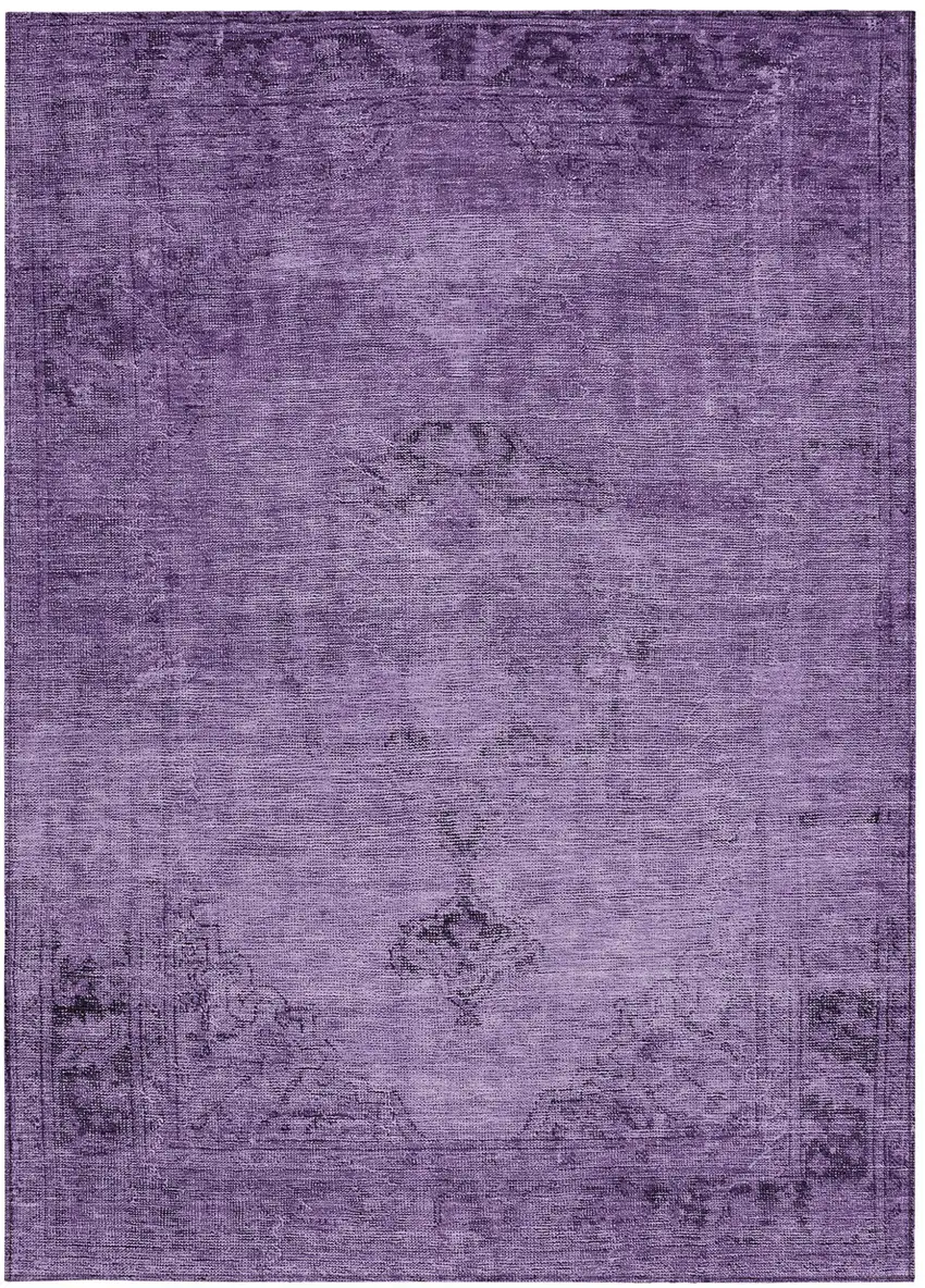 Purple Eggplant And Lavender Oriental Washable Indoor Outdoor Area Rug Photo 6
