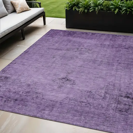 Purple Eggplant And Lavender Oriental Washable Indoor Outdoor Area Rug Photo 1