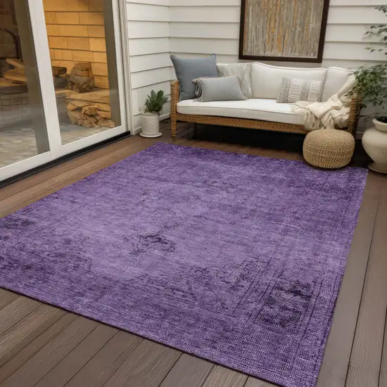 Purple Eggplant And Lavender Oriental Washable Indoor Outdoor Area Rug Photo 9