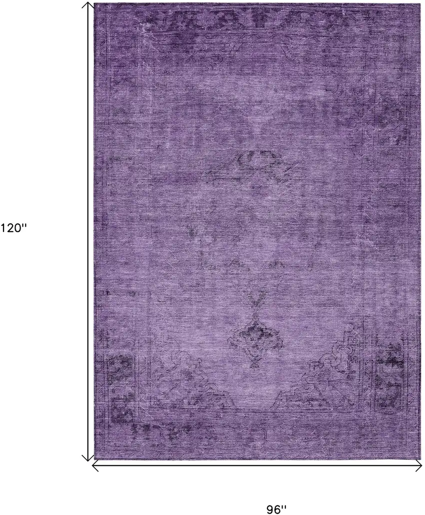 Purple Eggplant And Lavender Oriental Washable Indoor Outdoor Area Rug Photo 3