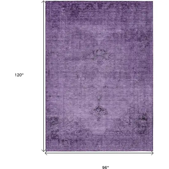 Purple Eggplant And Lavender Oriental Washable Indoor Outdoor Area Rug Photo 3