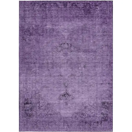 Purple Eggplant And Lavender Oriental Washable Indoor Outdoor Area Rug Photo 6