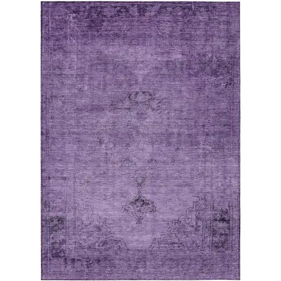 Purple Eggplant And Lavender Oriental Washable Indoor Outdoor Area Rug Photo 2