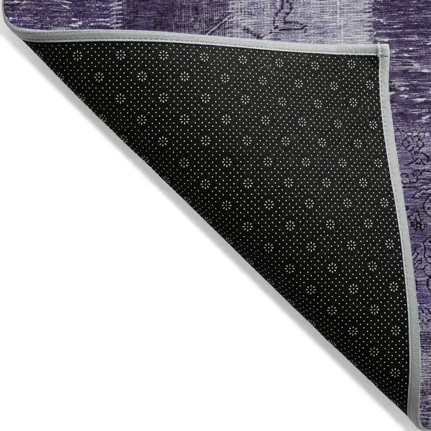 Purple Eggplant And Lavender Patchwork Washable Indoor Outdoor Area Rug Photo 3
