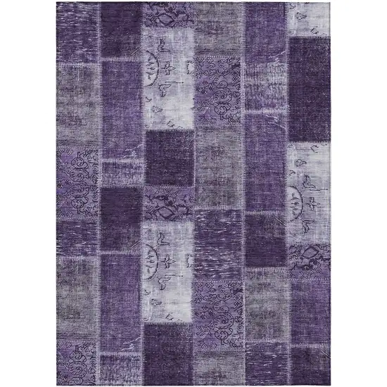 Purple Eggplant And Lavender Patchwork Washable Indoor Outdoor Area Rug Photo 2