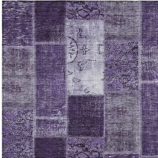 Purple Eggplant And Lavender Patchwork Washable Indoor Outdoor Area Rug Photo 4