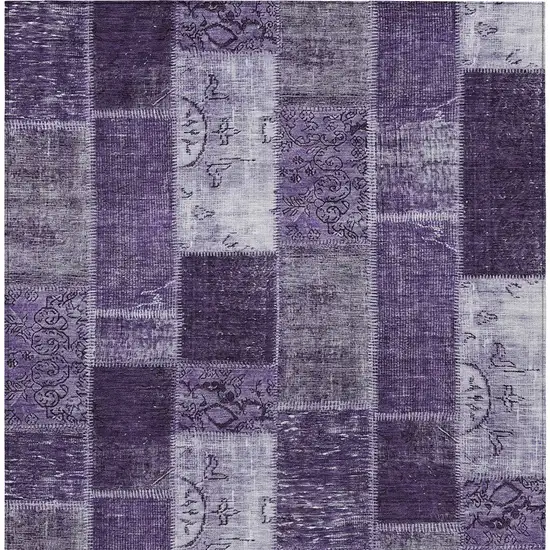 Purple Eggplant And Lavender Patchwork Washable Indoor Outdoor Area Rug Photo 5