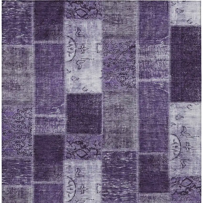 Purple Eggplant And Lavender Patchwork Washable Indoor Outdoor Area Rug Photo 5