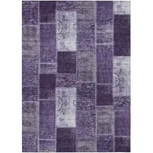 Photo of Purple Eggplant And Lavender Patchwork Washable Indoor Outdoor Area Rug