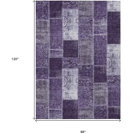 Purple Eggplant And Lavender Patchwork Washable Indoor Outdoor Area Rug Photo 3