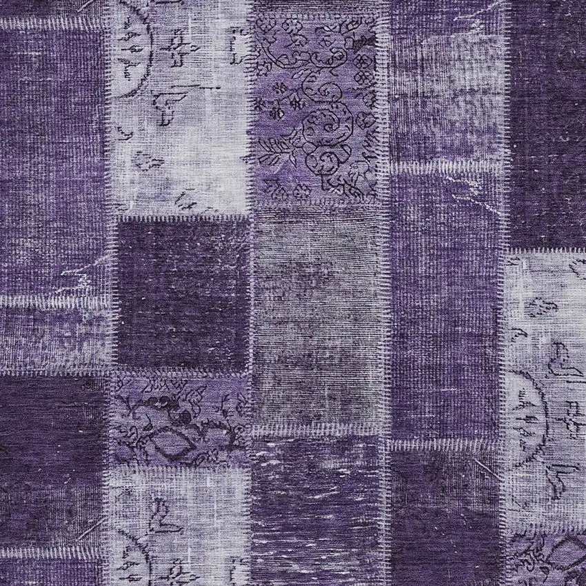 Purple Eggplant And Lavender Patchwork Washable Indoor Outdoor Area Rug Photo 4