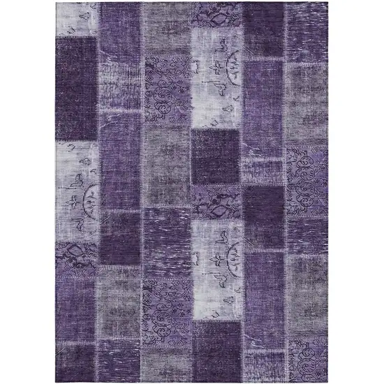 Purple Eggplant And Lavender Patchwork Washable Indoor Outdoor Area Rug Photo 5