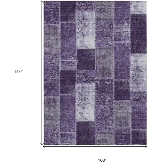 Purple Eggplant And Lavender Patchwork Washable Indoor Outdoor Area Rug Photo 9