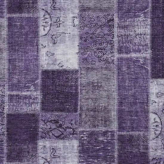 Purple Eggplant And Lavender Patchwork Washable Indoor Outdoor Area Rug Photo 5