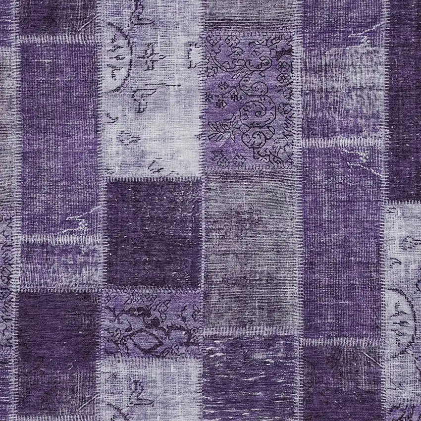 Purple Eggplant And Lavender Patchwork Washable Indoor Outdoor Area Rug Photo 5