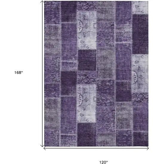 Purple Eggplant And Lavender Patchwork Washable Indoor Outdoor Area Rug Photo 3