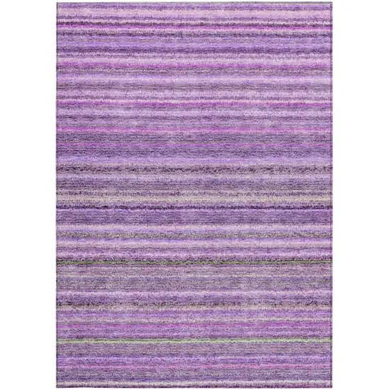 Purple Eggplant And Lilac Striped Washable Indoor Outdoor Area Rug Photo 6