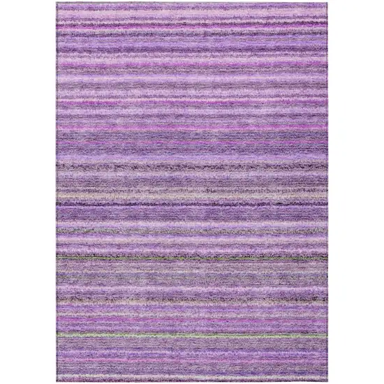 Purple Eggplant And Lilac Striped Washable Indoor Outdoor Area Rug Photo 2