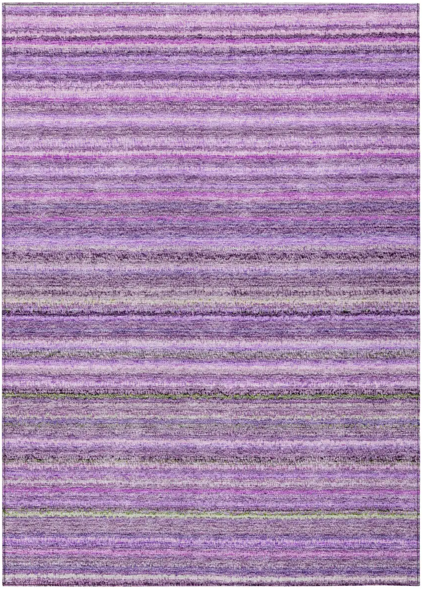 Purple Eggplant And Lilac Striped Washable Indoor Outdoor Area Rug Photo 2
