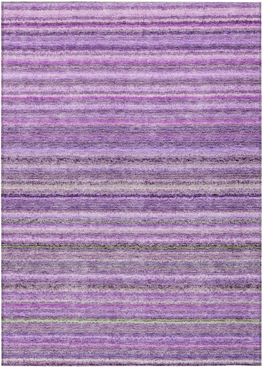 Purple Eggplant And Lilac Striped Washable Indoor Outdoor Area Rug Photo 2