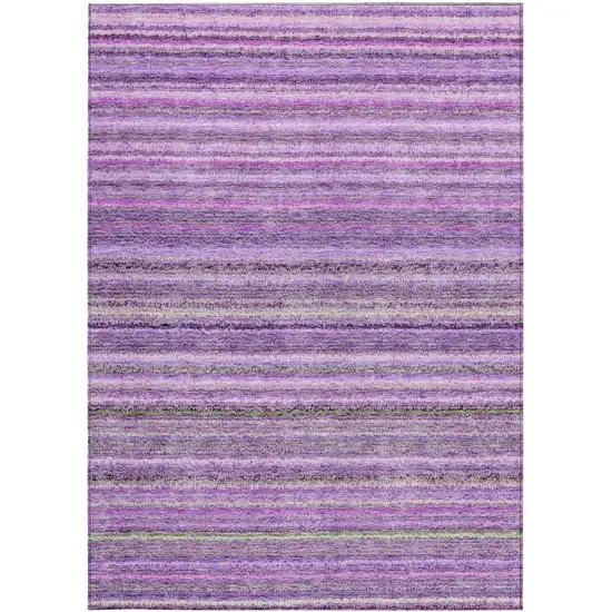 Purple Eggplant And Lilac Striped Washable Indoor Outdoor Area Rug Photo 5