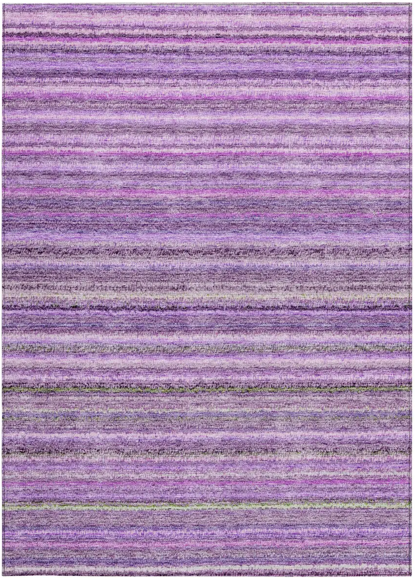 Purple Eggplant And Lilac Striped Washable Indoor Outdoor Area Rug Photo 5