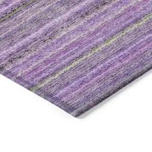Photo of Purple Eggplant And Lilac Striped Washable Indoor Outdoor Area Rug