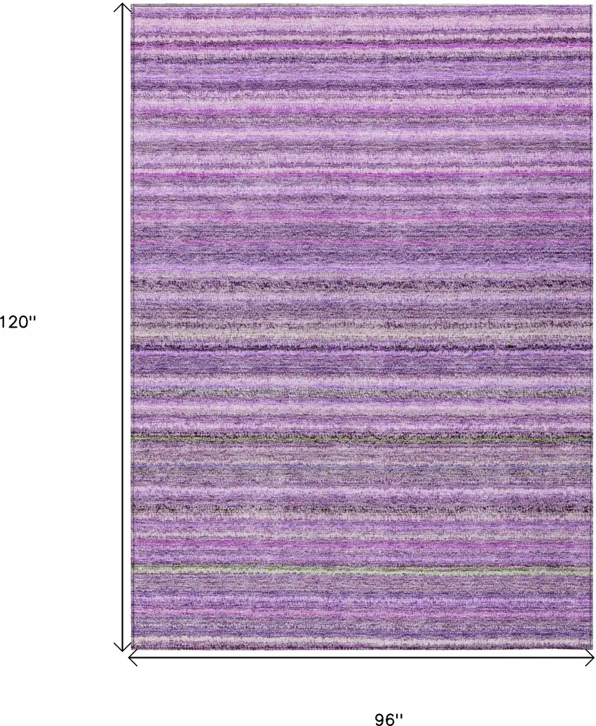 Purple Eggplant And Lilac Striped Washable Indoor Outdoor Area Rug Photo 3
