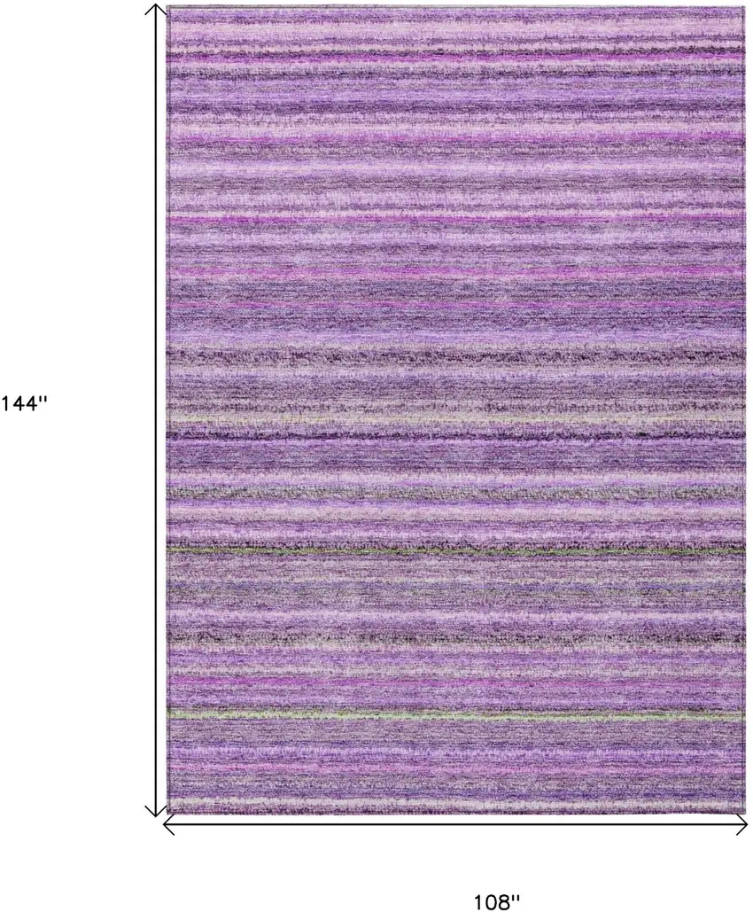 Purple Eggplant And Lilac Striped Washable Indoor Outdoor Area Rug Photo 3