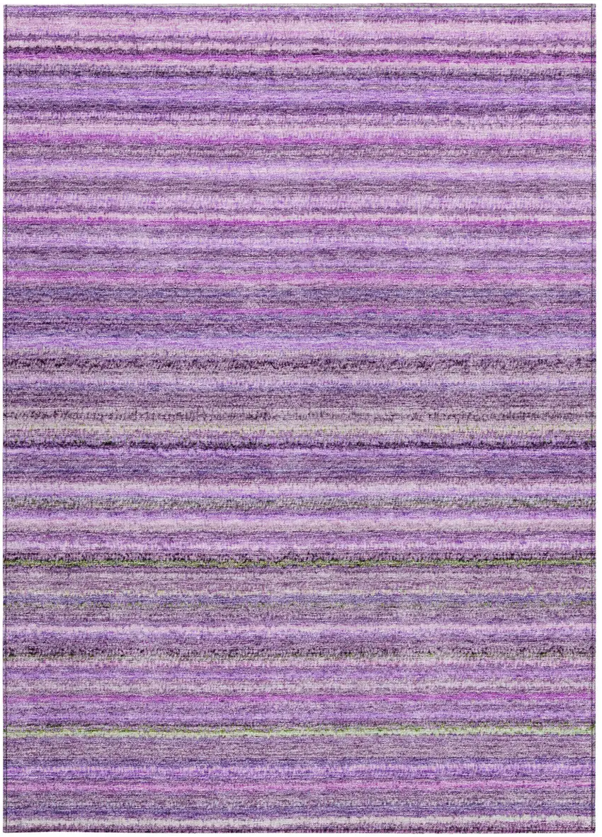 Purple Eggplant And Lilac Striped Washable Indoor Outdoor Area Rug Photo 6