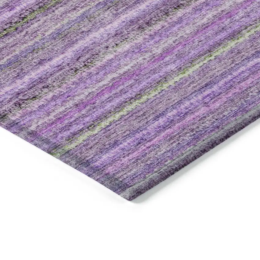 Purple Eggplant And Lilac Striped Washable Indoor Outdoor Area Rug Photo 5