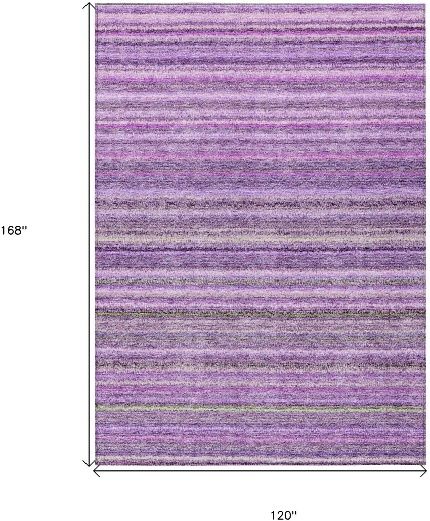 Purple Eggplant And Lilac Striped Washable Indoor Outdoor Area Rug Photo 3