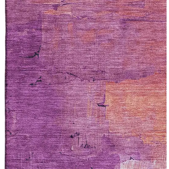 Purple Emerald And Coral Abstract Washable Area Rug With UV Protection Photo 2