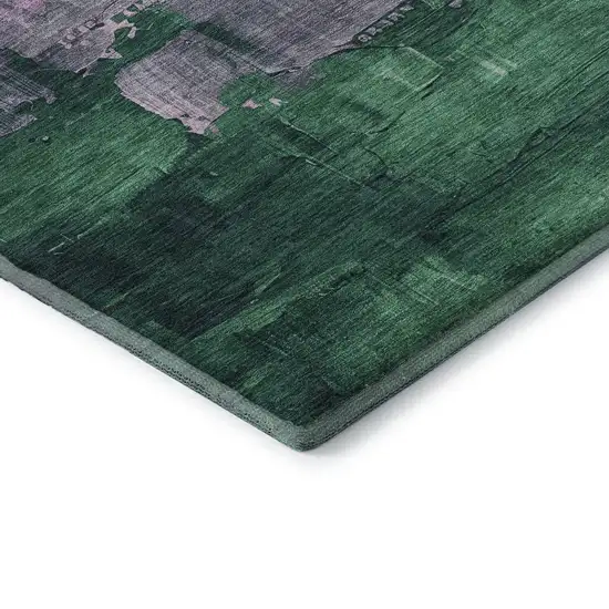 Purple Emerald And Coral Abstract Washable Area Rug With UV Protection Photo 7