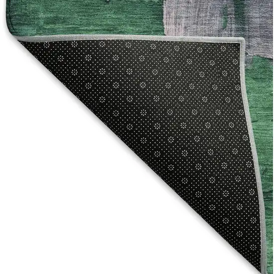 Purple Emerald And Coral Abstract Washable Area Rug With UV Protection Photo 6