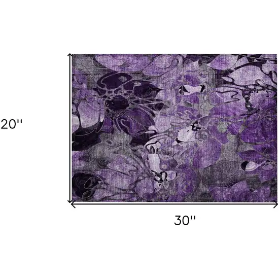 Purple Abstract Washable Indoor Outdoor Area Rug Photo 3