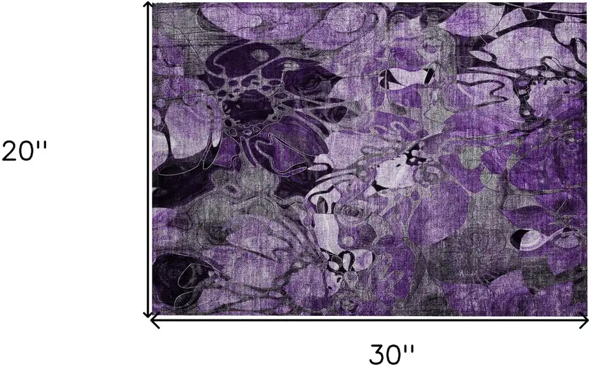 Purple Abstract Washable Indoor Outdoor Area Rug Photo 3