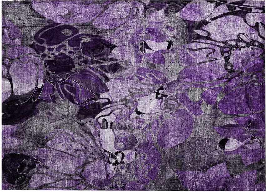 Purple Abstract Washable Indoor Outdoor Area Rug Photo 2