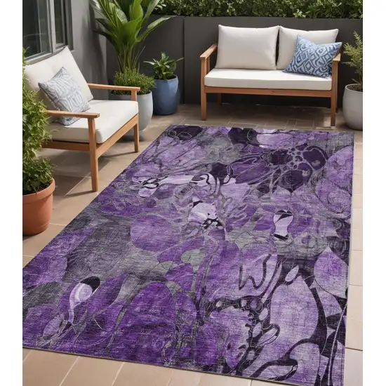 Purple Abstract Washable Indoor Outdoor Area Rug Photo 1