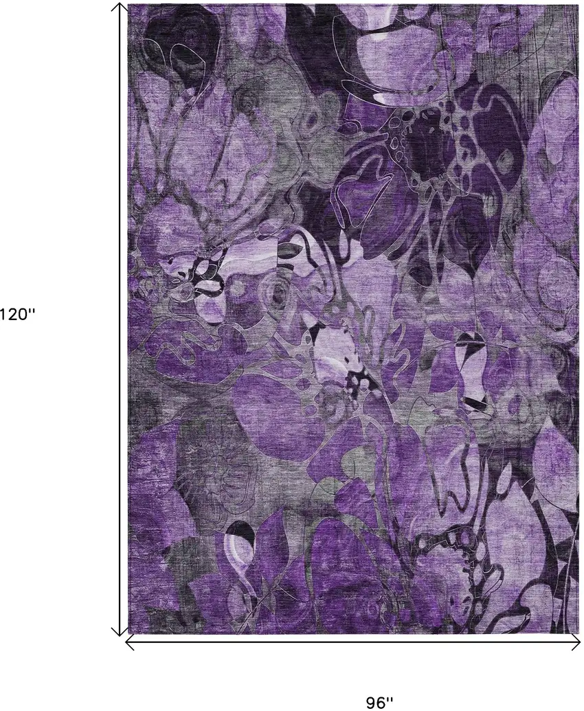 Purple Abstract Washable Indoor Outdoor Area Rug Photo 3