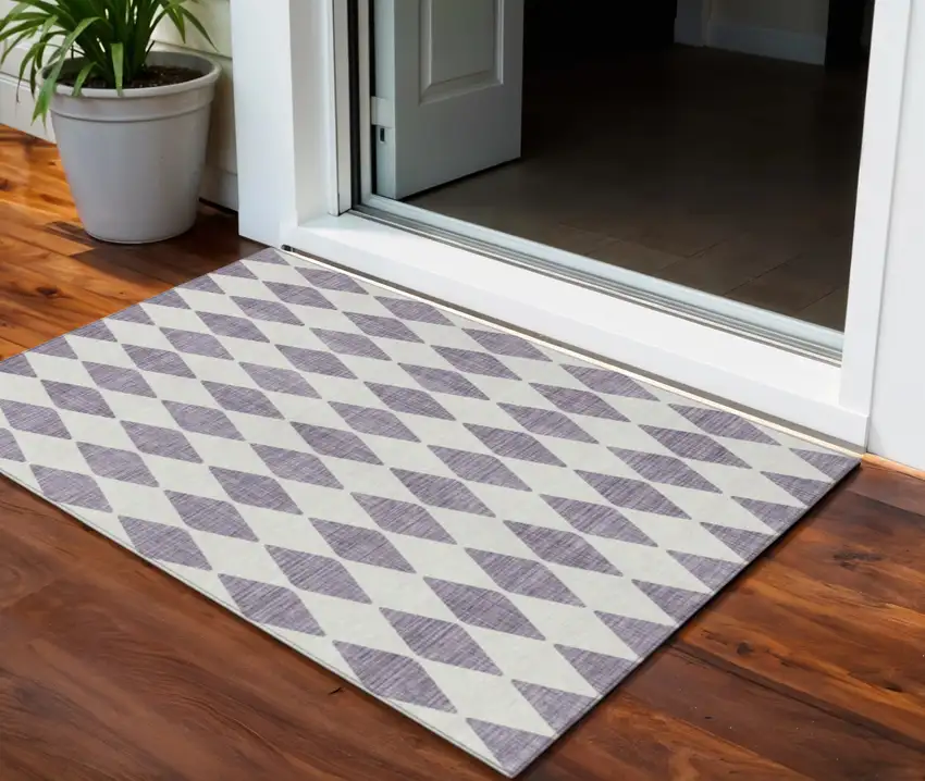 Purple Geometric Washable Indoor Outdoor Area Rug Photo 1
