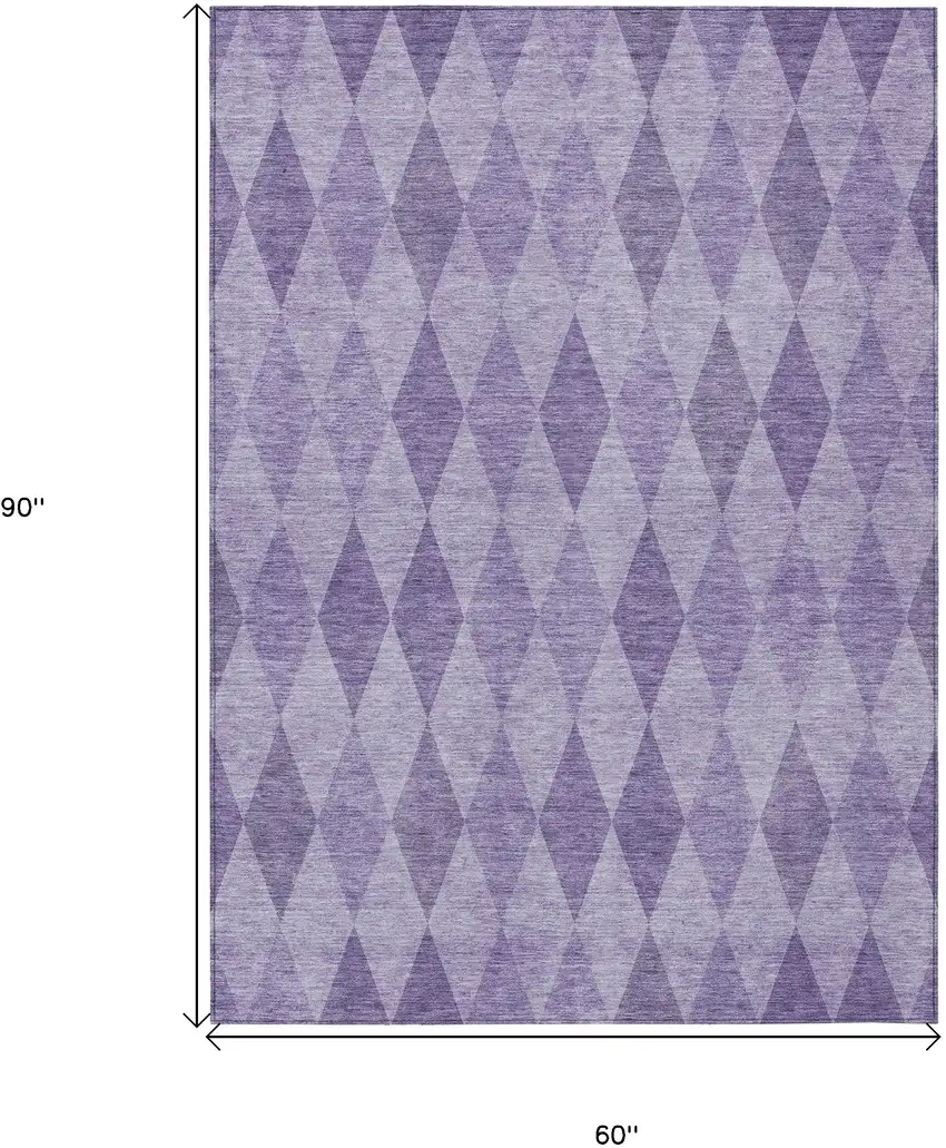 Purple Geometric Washable Non Skid Indoor Outdoor Area Rug Photo 3