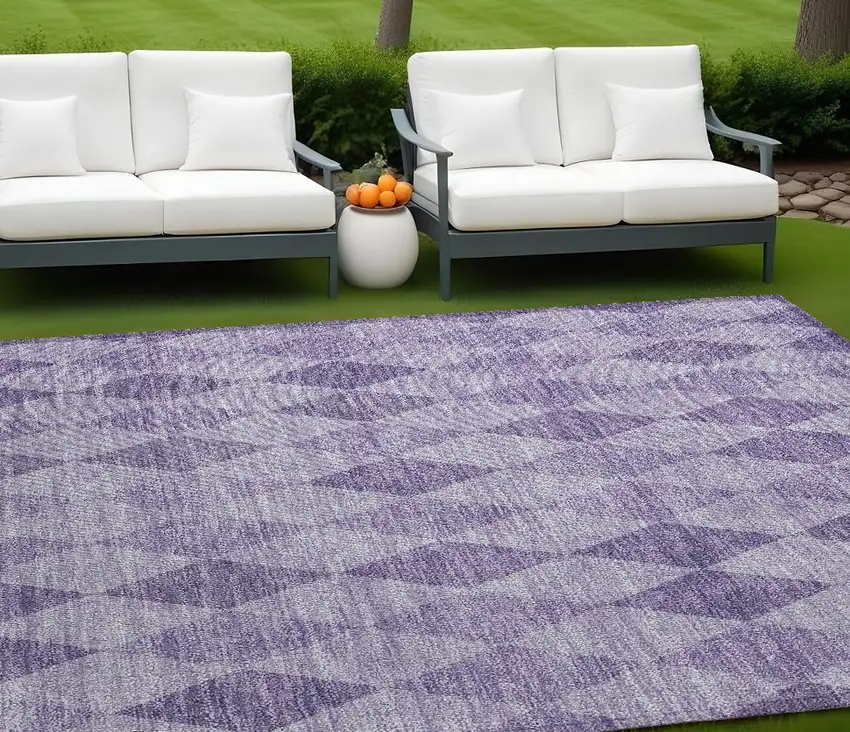 Purple Geometric Washable Non Skid Indoor Outdoor Area Rug Photo 1