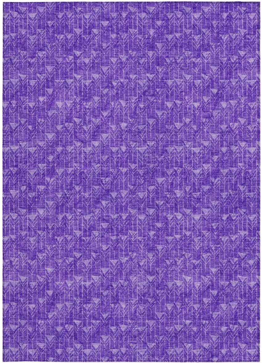 Purple Geometric Washable Non Skid Indoor Outdoor Area Rug Photo 4