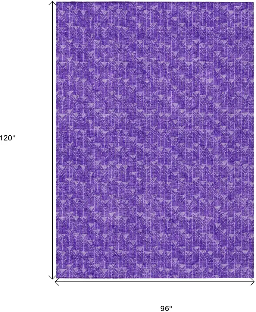Purple Geometric Washable Non Skid Indoor Outdoor Area Rug Photo 3