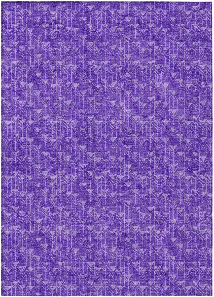 Purple Geometric Washable Non Skid Indoor Outdoor Area Rug Photo 2