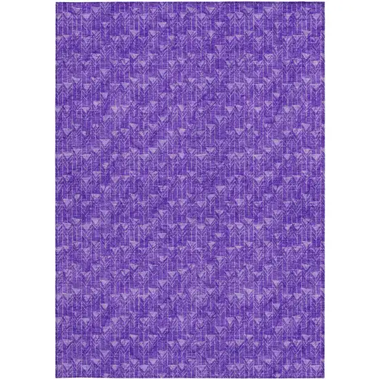 Purple Geometric Washable Non Skid Indoor Outdoor Area Rug Photo 3