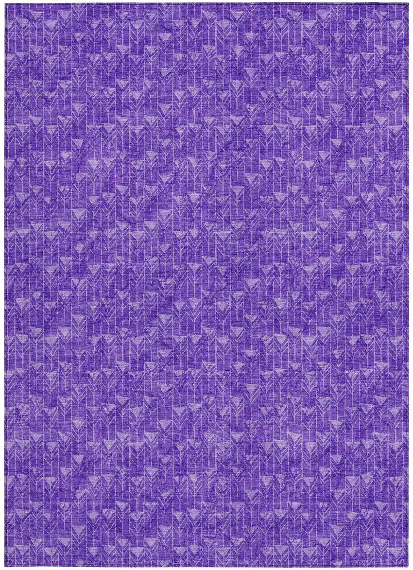 Purple Geometric Washable Non Skid Indoor Outdoor Area Rug Photo 3